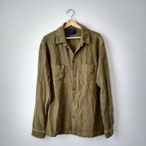 Without Walls Oversized Olive Green Linen Blend Shacket | S